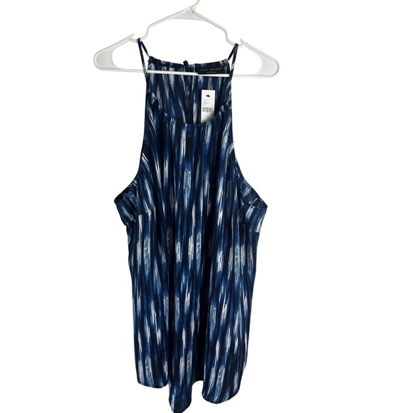 Lane‎ Bryant Halter Top with Hankerchief Hem Size 24 Plus Navy White Ikat NEW - Picture 4 of 10